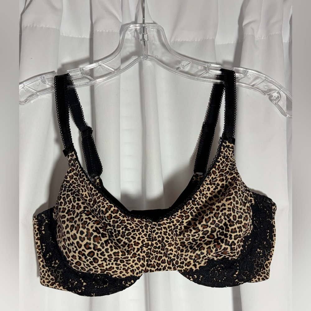 CHRISTINA Black & Cheetah Print Bra Sz 36D